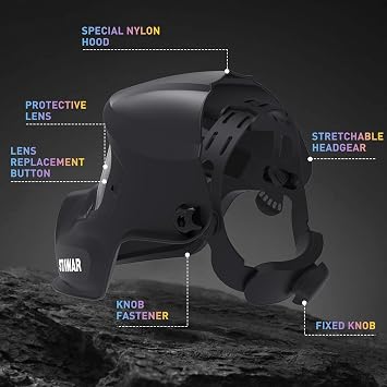 Shine STAWAR Grinding Face Shield, Lightweight Cutting Face Shield with Anti-Fog & Scratch Resistance Lens Face Shield Mask for Grinding, Cutting, Woodworking (DIN 1, Black)