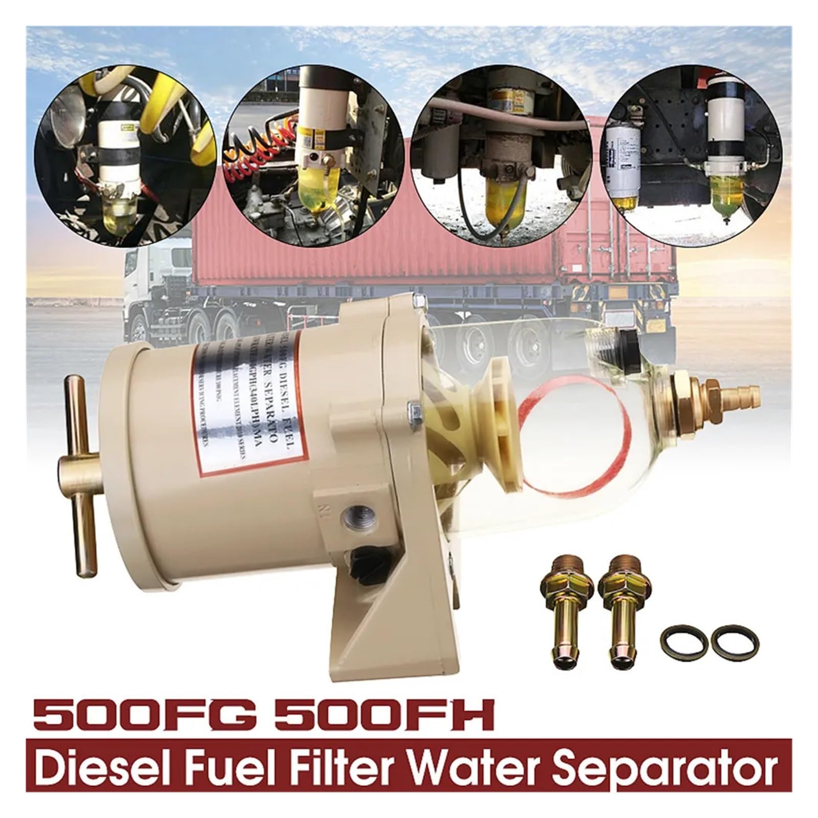 Filtro de Motor 500FG 500FH, Separador de Combustible, Aceite y Agua con Elemento filtrante 2010PM, Tubo de calefacción de 12 V/24 V, 2021