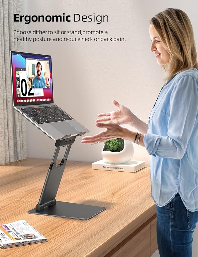 Soporte ajustable para laptop Nulaxy de aluminio, color gris miniatura 2