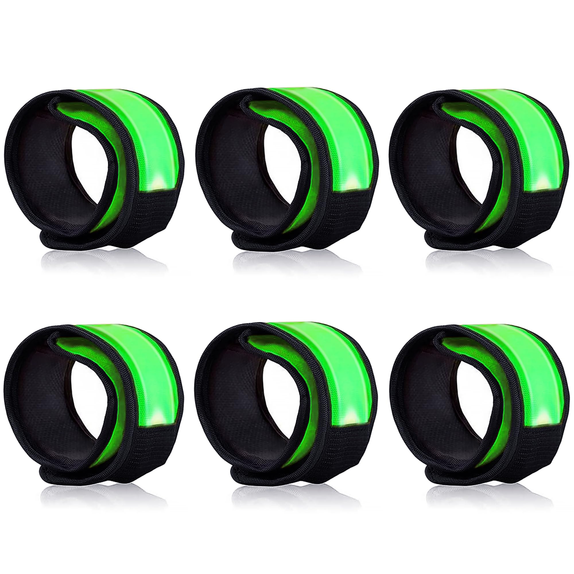 esonstyle 6 Stück LED Leuchtarmband Kinder, Reflektorband Nacht Sicherheits Armbänder, Leuchtende Slap Armbänder für Joggen, Party, Sport, Camping, Festivals & Konzerte