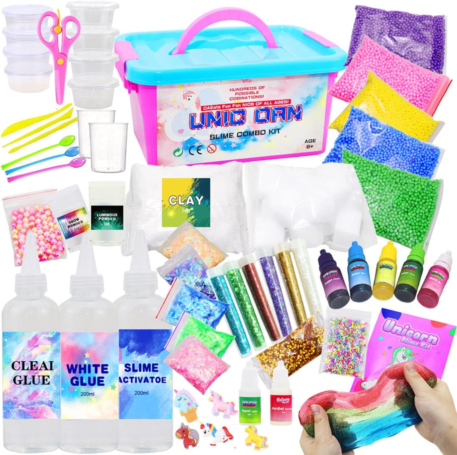 Beauenty Slime Making Kit for Girls Boys - Diy Slime Toys Gifts for Kids Fluffy Cloud Foam Squish Glitter Slime Making Kits with with Unicorn Charms ! Slime Kits for Girls and Boys 12+ (style 1)
