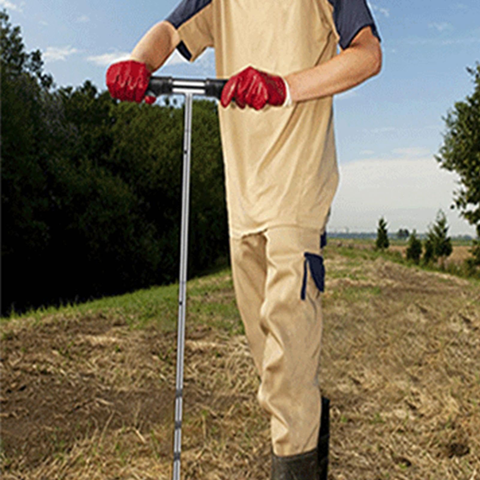 Bodenprobensonde | Edelstahl-Bodensondenstab mit T-Griff, inklusive Handschuhen | Gartenerd-Testset, Bodenkern-Probenahmewerkzeug, 43,2-81,3-121,9 cm Länge verstellbar