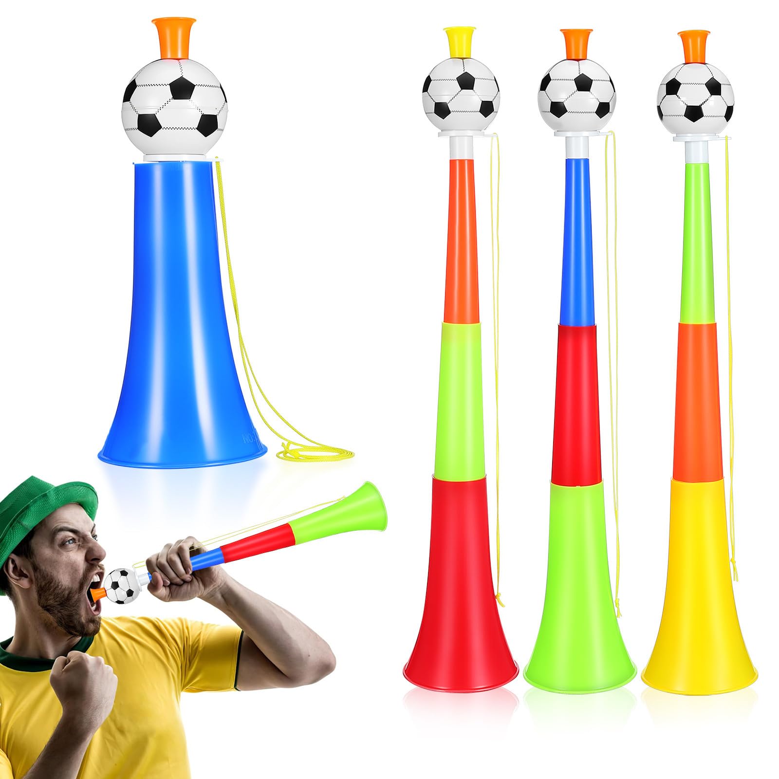 HANABASS 4Pcs Telescopic Football Horns Plastic Stadium Trumpets for Football Game Cheering Party Props and Sports Events