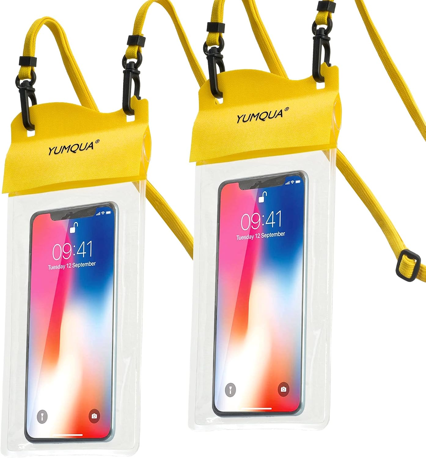 YUMQUA Large Waterproof Phone Pouch 2 Pack, IPX8 Waterproof Cell Phone Case Dry Bag Compatible with iPhone 14 13 12 11 Pro Max/8 Plus Galaxy S23 Ultra S22 S20+ Pixel 4 XL Up to 7.5", Yellow