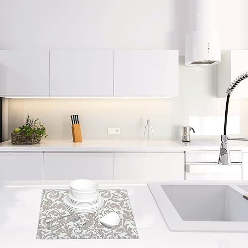 Miniatura 6 de Tapete de secado de platos para encimera de cocina, paquete de 4, tamaño grande de 20 x 15 pulgadas, tapete de secado de microfibra ultra