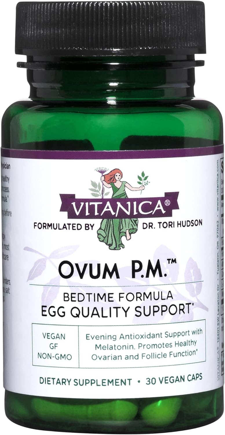 Vitanica Ovum P.M. - Provides Antioxidant Support for Healthy Egg Quality - Women's Health Supplement with Alpha Lipoic Acid, Glutathione, Melatonin, Vitamin D & CoQ10 - Vegan - 30 Capsules