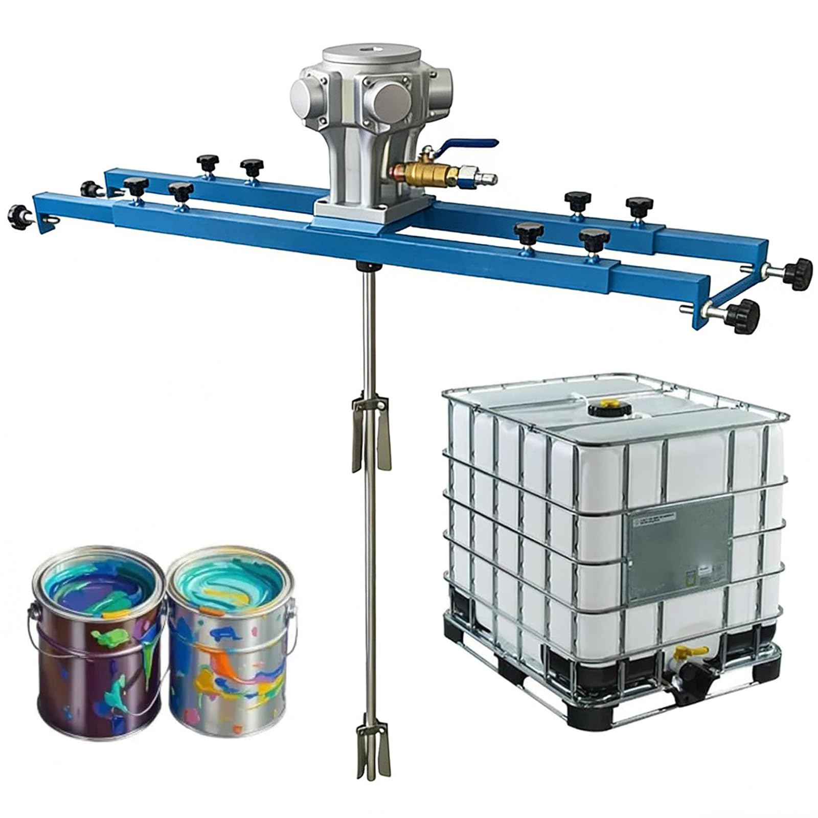 YNBSHGAA Pneumatic Paint Mixer Agitator for IBC Ton Barrels - Folding Propeller Bracket Tool for Efficient Paint Stirring,Small5Cylinders