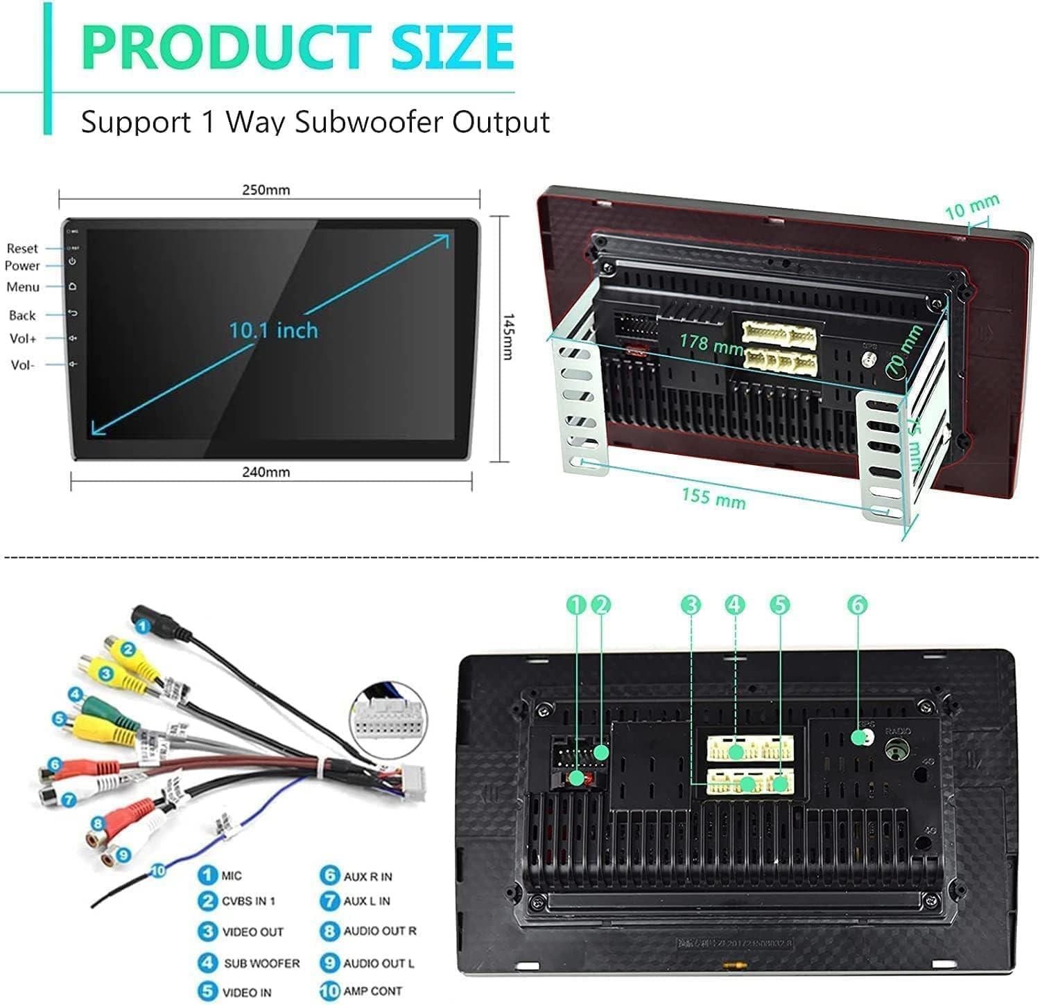 (2G+16G)BAJKQKAI Android 11 Car Stereo Double Din 10.1 Inch Touch Screen Car Radio in Dash GPS Navigation Bluetooth FM Radio with Dual USB WiFi Mirror Link for iOS/Android Phones +12 LED Backup Camera : Electronics