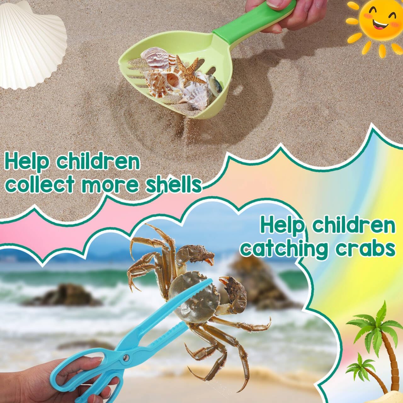 Beach Toy Set for Kids Sand Toys Summer Outdoor Play with Mesh Bag-Includes Collapsible Bucket, Mesh Shovel, Sand Shovel,Scissors Pliers,Rake Mold Kit