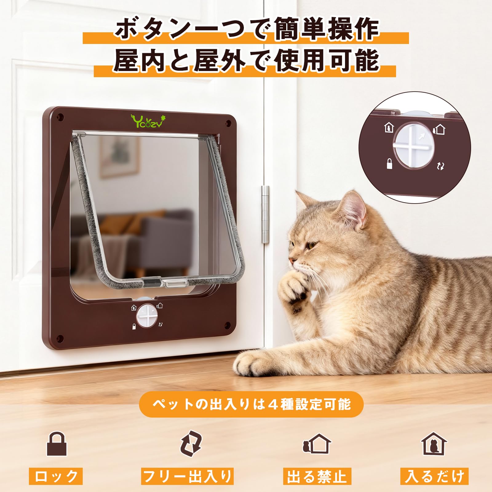 猫ハウス ドア仕様 M 前面 Amazon.co.jp: Ycozy 二世代 ペットドア 外寸26.8 x 23.5cm 猫