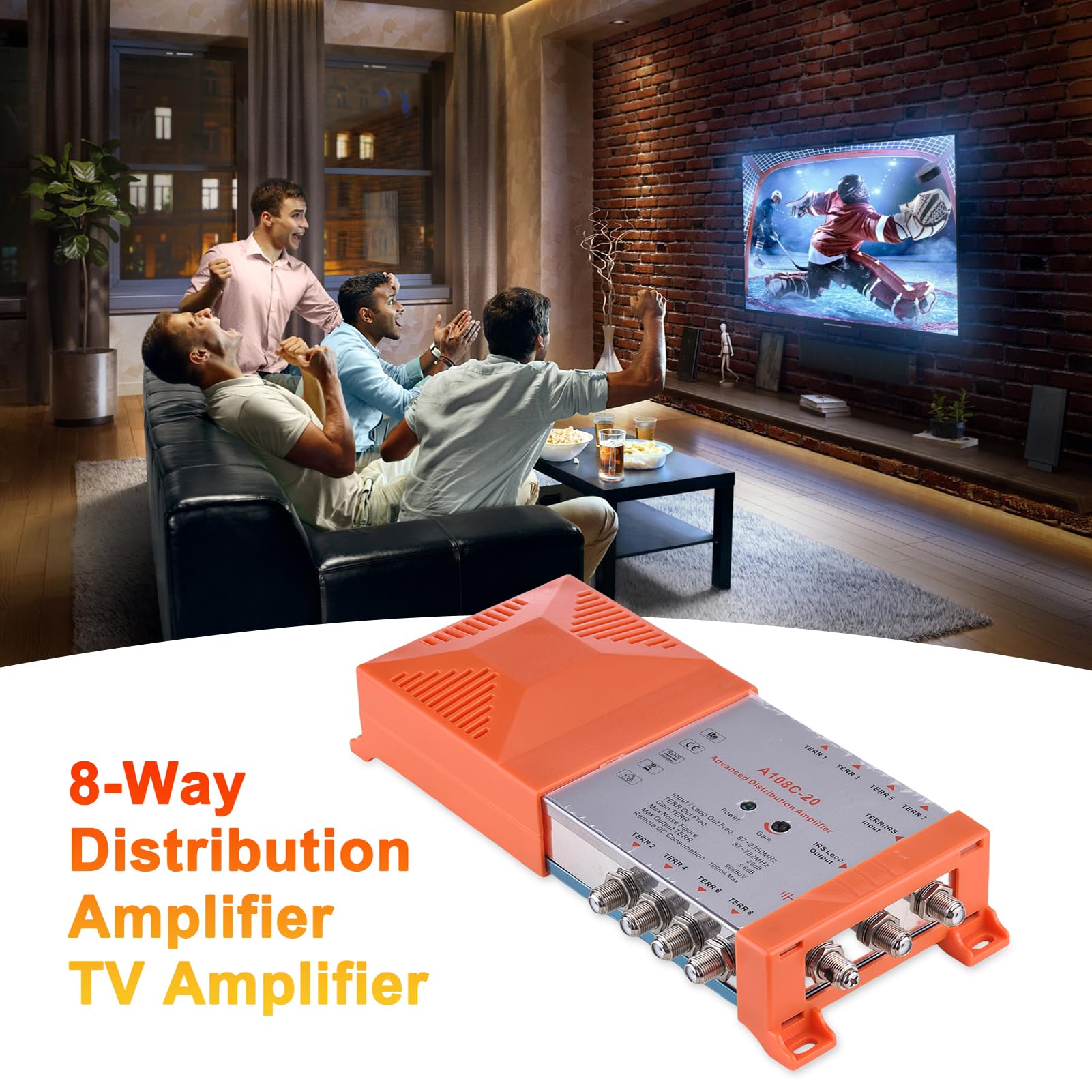 Weytoll Amplificateur de Distribution 8 Voies MATV Satellite Intérieur 20 dB Filtre 4G