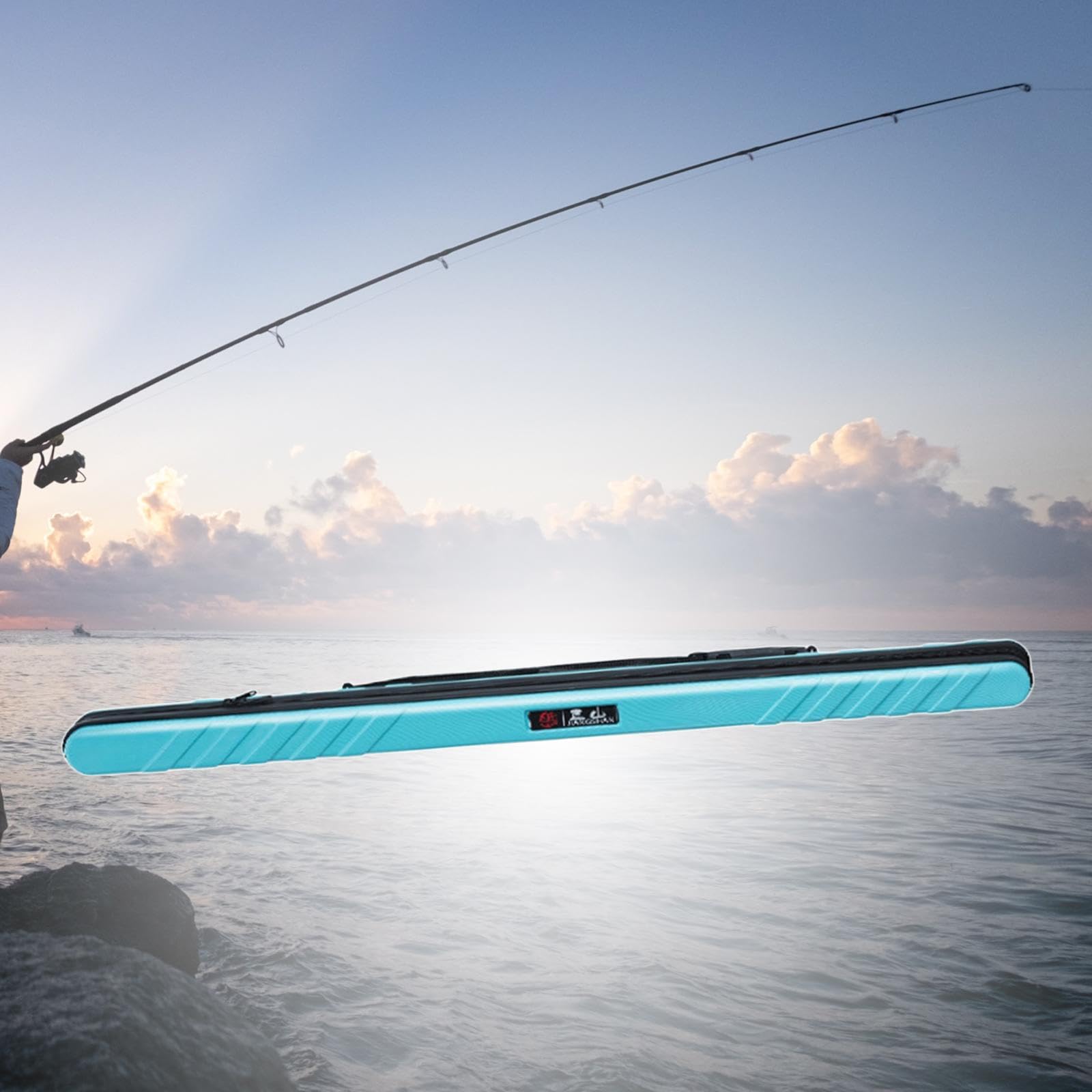 Étui Rigide pour Canne à Pêche, Matériau de Protection Imperméable, Portable et avec Sangles Réglables, Fermeture Sécurisée et Compartiments,