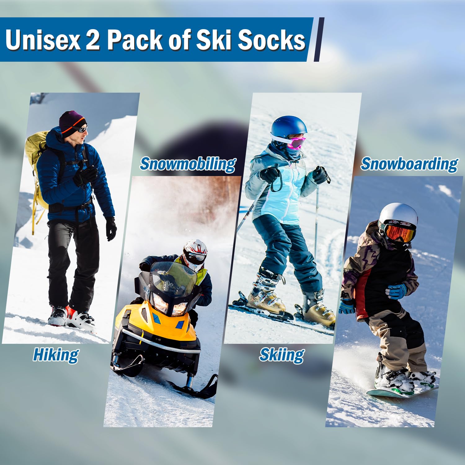 Chaussettes de Ski pour Hommes et Femmes, Chaussettes Thermiques Montantes pour Le Snowboard, la randonnée et Le Froid
