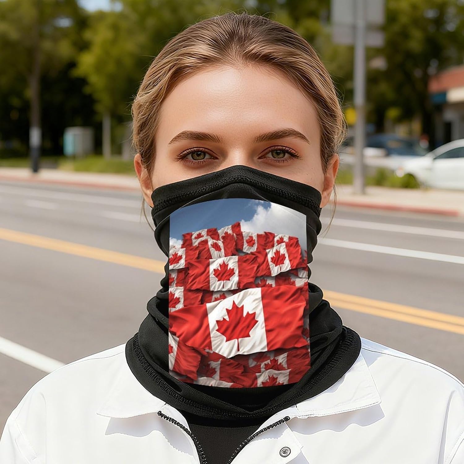 Canadian Flag Neck Gaiter Face Mask Ski Mask Cold Weather Balaclava Winter Face Cover Scarf for Women Men