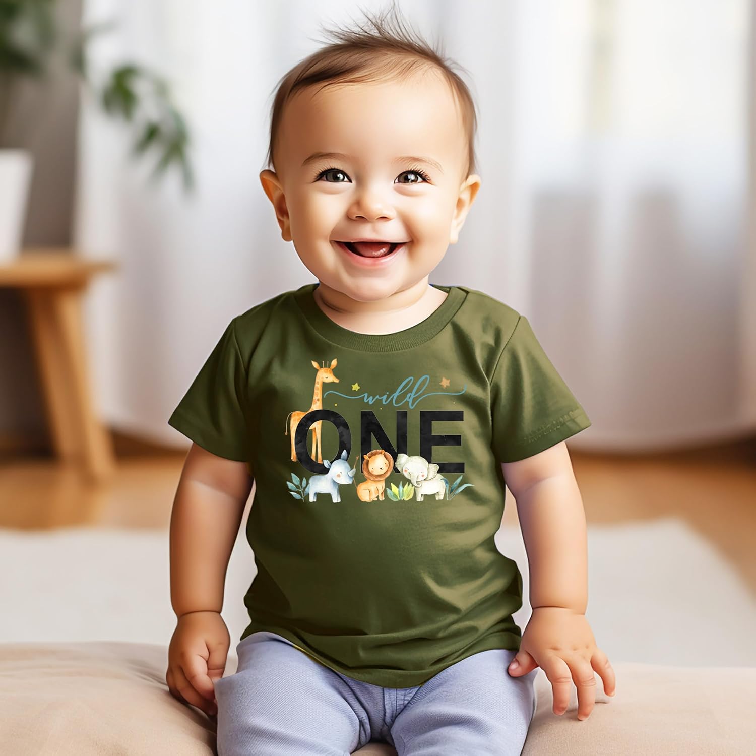 Wild One Boys 1st Birthday Safari Animal Themed T-Shirts and Raglans for Baby Boys - Image 4