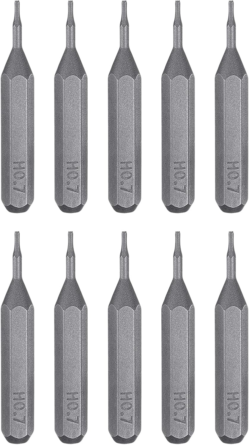 HARFINGTON 10pcs H0.9 Hex Screwdriver Bit 5/32" Hex Shank 28mm Length S2 Steel Magnetic Hexagon Head Screw Driver Bits for Precision Repair