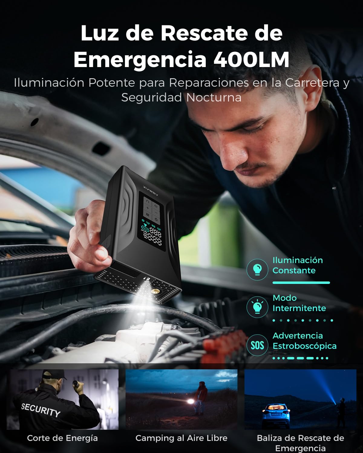 ASMAX T20 Arrancador de Baterias de Coche 4000A, Compresor de Aire 150PSI, Arrancador de Coche 12V para 9L de Gasolina o 8L de Diésel, Booster con Pantalla LCD Grande, para Coche/Moto