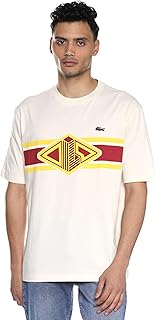 تيشرت مطبوع برقبة دائرية وقصة واسعة للرجال من لاكوست