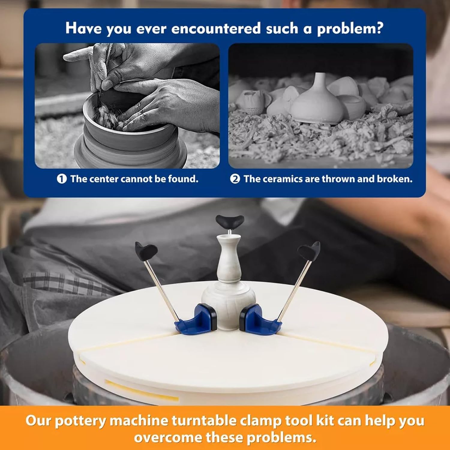 Portable Pottery Machine Turntable Clamp Pottery, Ceramic Trim Holder Pottery Wheel, Centers Clip Polymer Scraping Repair Tool