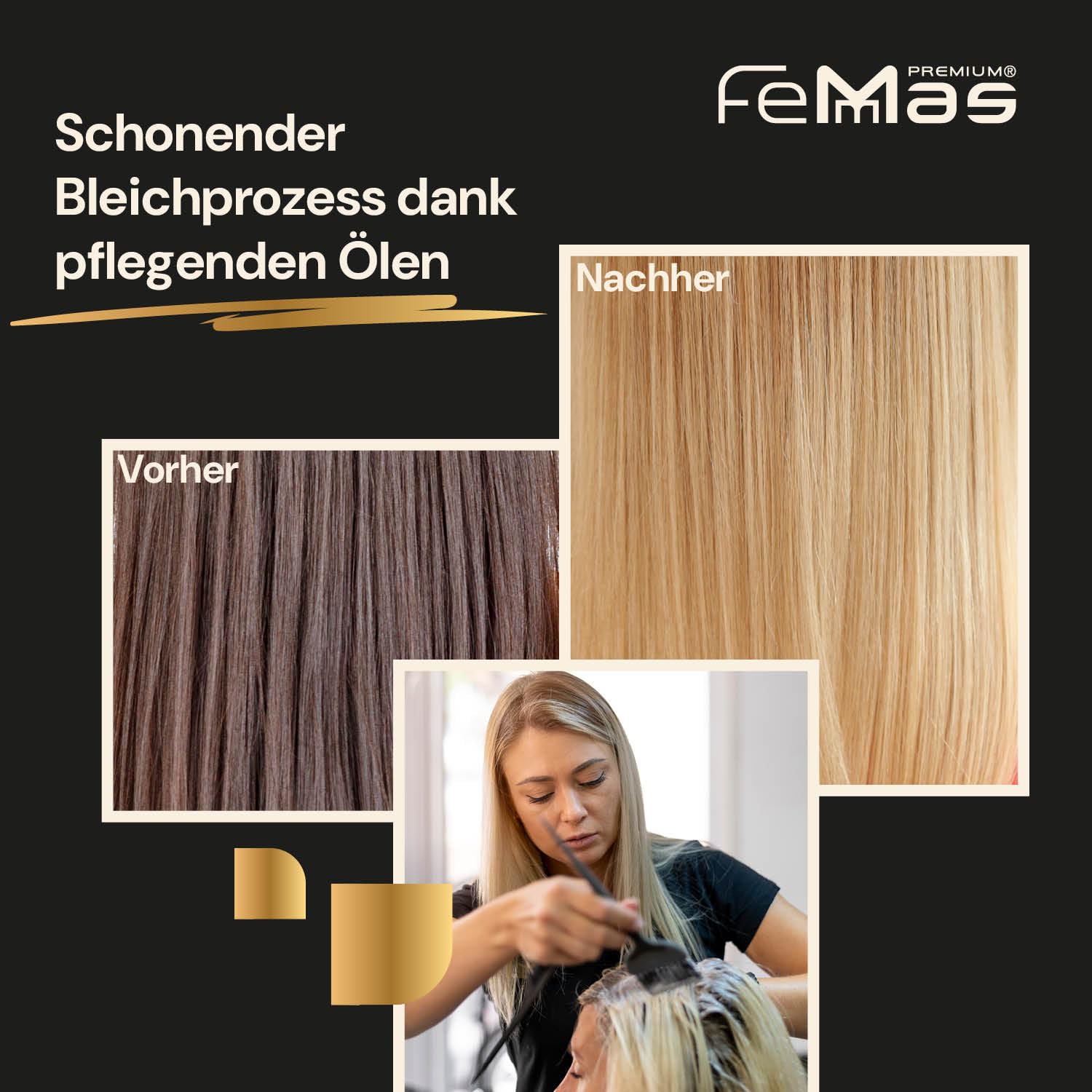 FemMas Blondierungspulver Set 500g Vegan mit Entwickler 6 Prozent 1L – Ultra Starkes & Staubfreies Hair Bleach Kit mit Nährstoffreichen Ölen für Zuhause in Salonqualität, Aufhellung um 7–9 Tonstufen