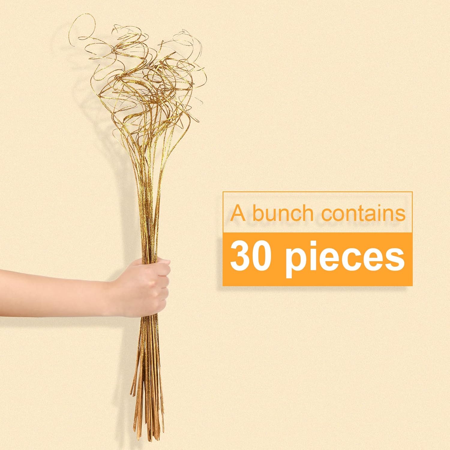 WILLBOND 30 Pieces Curly Ting Branches Ting Glitter Branches Vase Filler Floral Crafts Home Decoration for Home Office Party Hotel Restaurant Patio or Yard Decor(Gold)