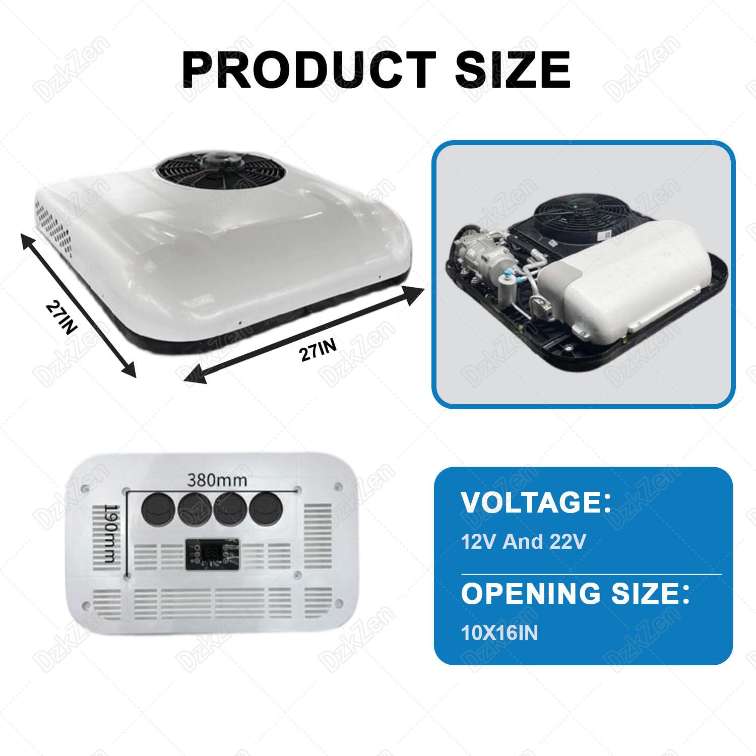 Condizionatore per Camper 12V/24V, unità AC da Tetto Slim Fit, Climatizzatore Silenzioso a Basso Consumo, per Van, Camion, Rimorchi e Motorhome 24V