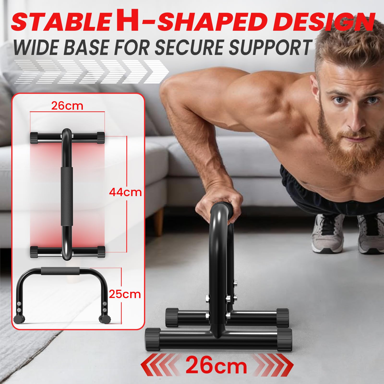 FUNFLEX Poręcze Do Handstandu Parallettes Ze Stali Do Pompek Dip Calisthenics Z Antypoślizgowymi Uchwytami Sprzęt Treningowy Do Ćwiczeń W Domu Na Zewnątrz Idealny Do Treningu Siłowego Streetworkoutu