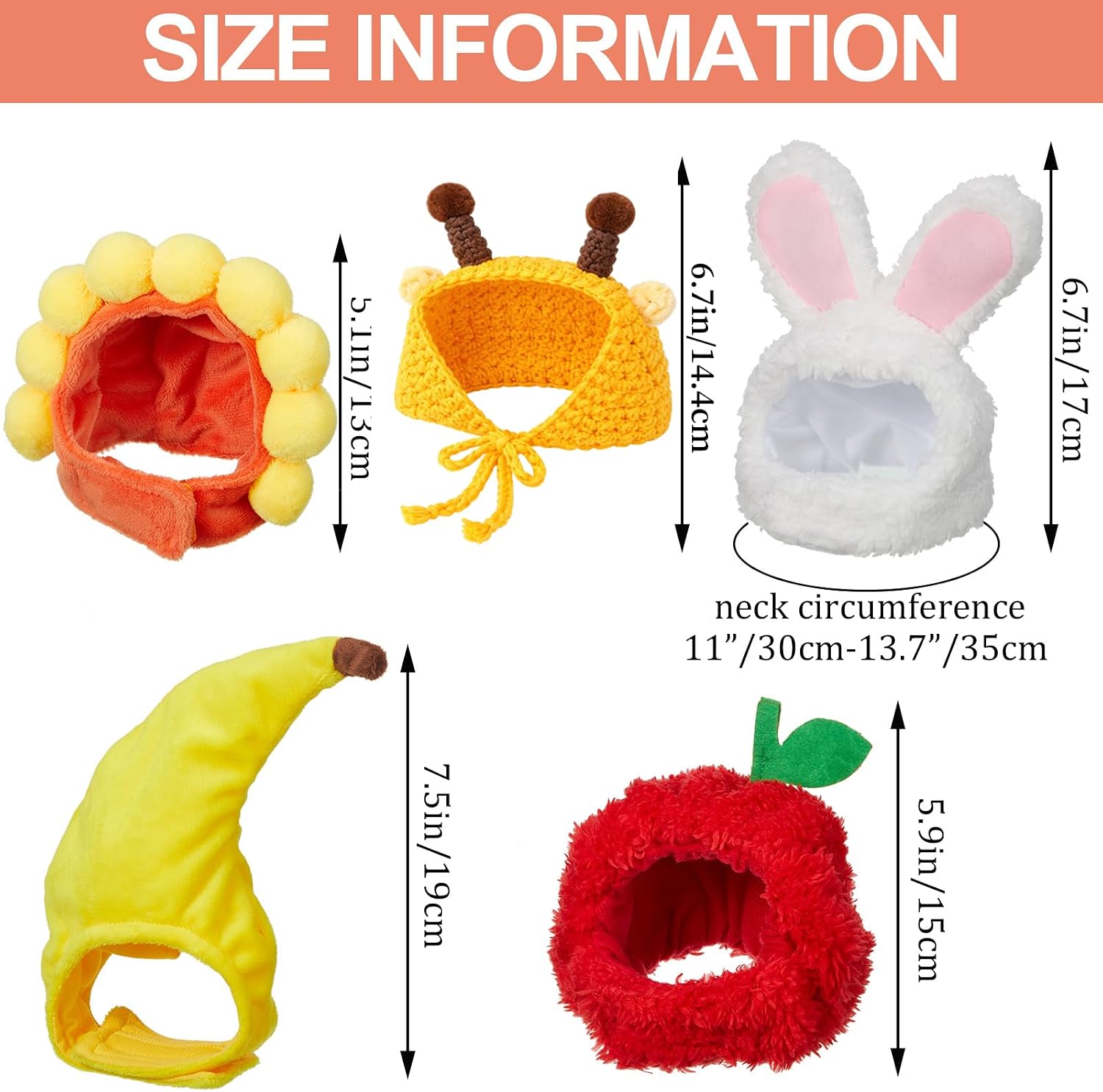 Weewooday 5 Pieces Cat Hats Costume Bunny Hat Outfit with Ears Small Dogs Kitten Puppy Party Costume Accessory Headwear(Kawaii Style) image 3