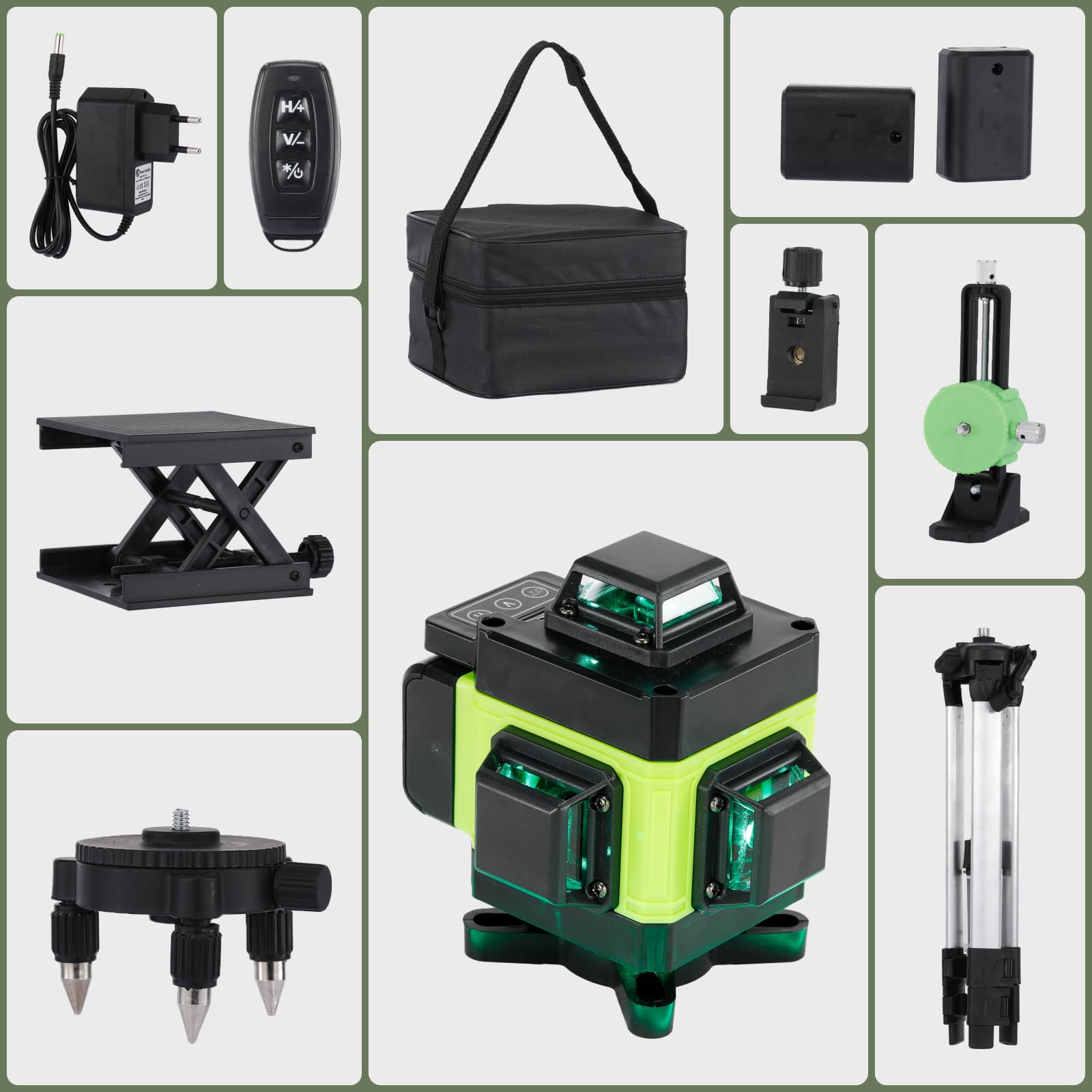 Weytoll Livella Laser 16 Linee Livella a Bolla IP54, Batteria da 2400 mAh x 2, con Treppiede Telescopico per la Posa di Piastrelle per Pavimenti, Divisori di Installazione