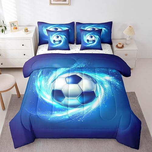 Erosebridal Football Comforter Set with Sheets 7 Piece Soccer Game Bedding Set Q