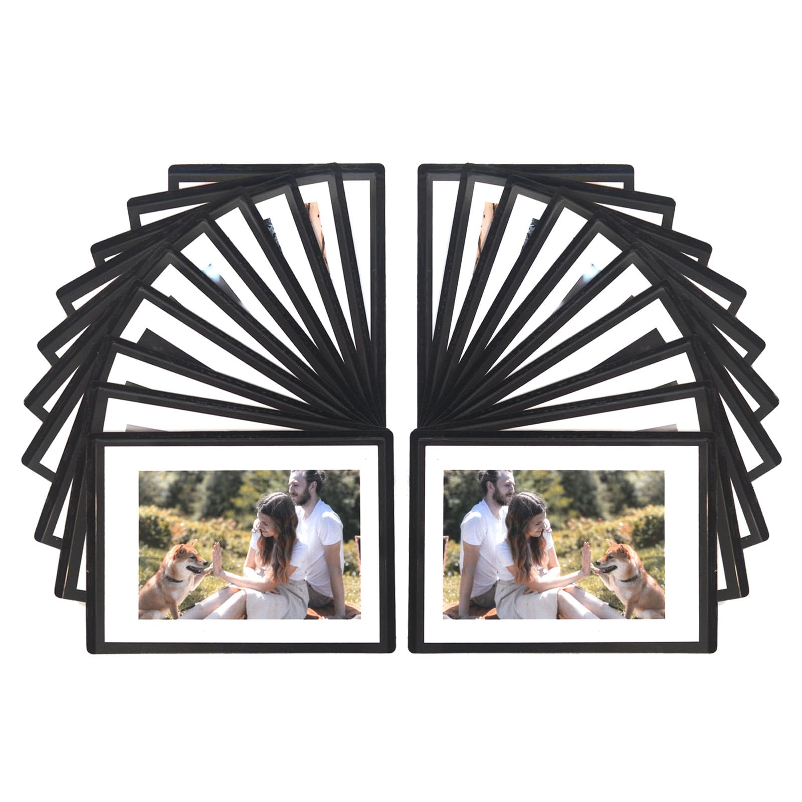 Magnetic Polaroid Picture Frame, Instax Mini Photo Frame for Fridge, Photo Magnets for Refrigerator, Polaroid Frame for Photos, Mini Wallet Size Picture Frame (Black 20 Pack)