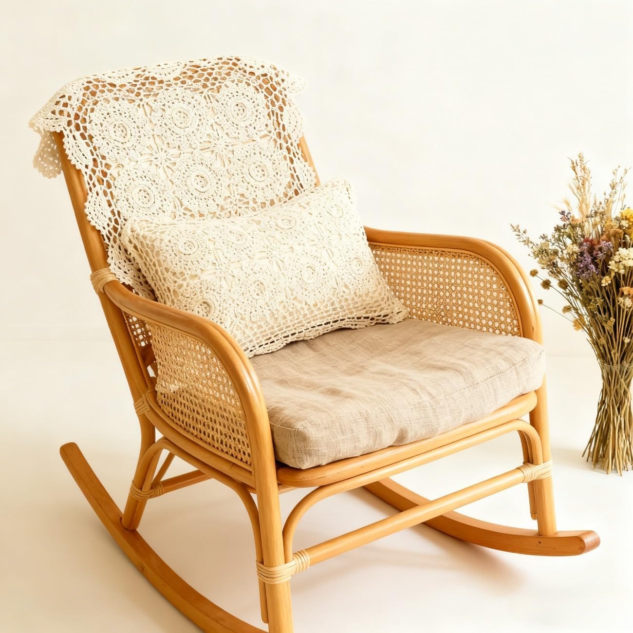 misppro 100% Cotton Creative Linens Pillowcase Crochet Embroidery 3D Lace Floral Pattern Fancy Yarn No Filling Rural Style for Couch Sofa Bed 13 x 22