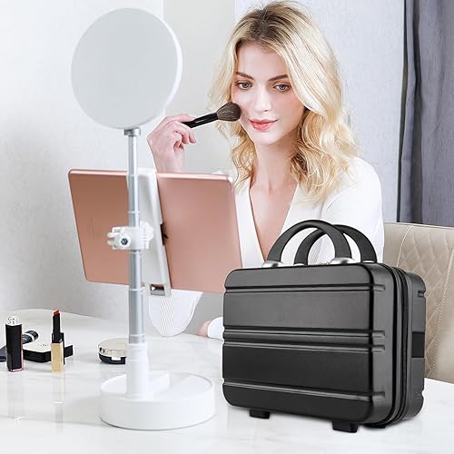 Miniatura 2 de Estuche de tocador de mano, estuche de cosméticos con cremallera, estuche portátil impermeable de viaje para maquillaje para niñas y mujeres, Negro -