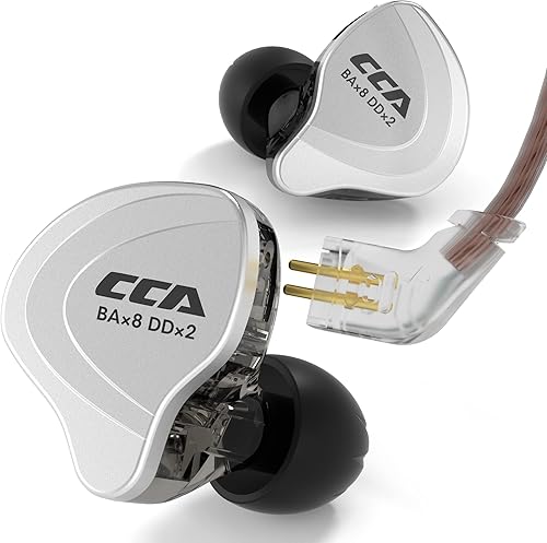 YINYOO CCA C10 - Monitores de oído, auriculares IEM con controladores híbridos de 4ba 1dd con cable desmontable sin enredos, auriculares con cable disponible en Yaxa Peru