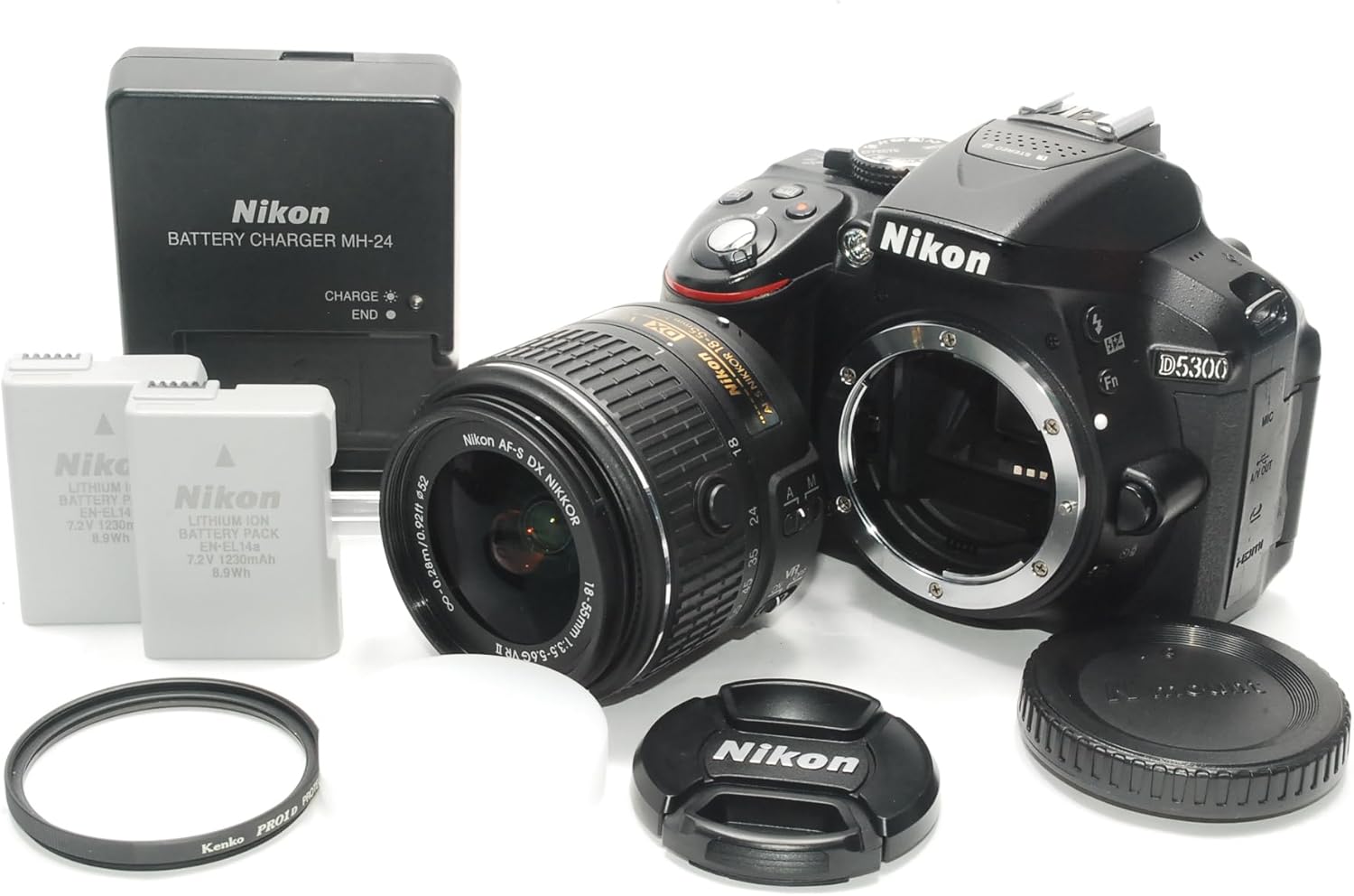 Nikon D5300 24.2 MP CMOS Digital SLR Camera with 18-55mm f/3.5-5.6G ED VR II Auto Focus-S DX NIKKOR Zoom Lens - International Version (No Warranty)