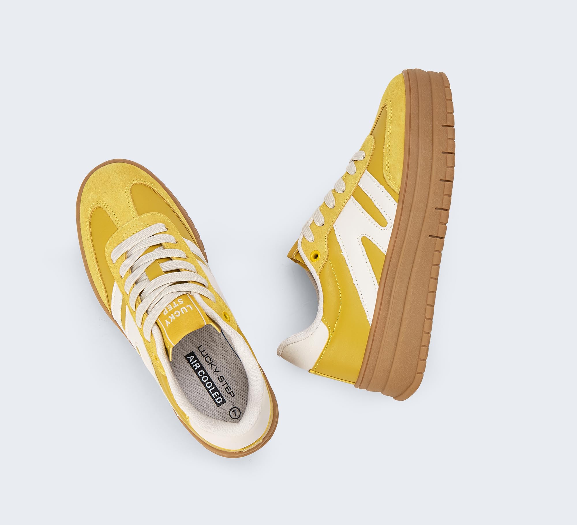 LUCKY STEP Plateau Sneaker Damen - Keilabsatz Leinwand Retro Niedriger Schaft Bequem für Alltag