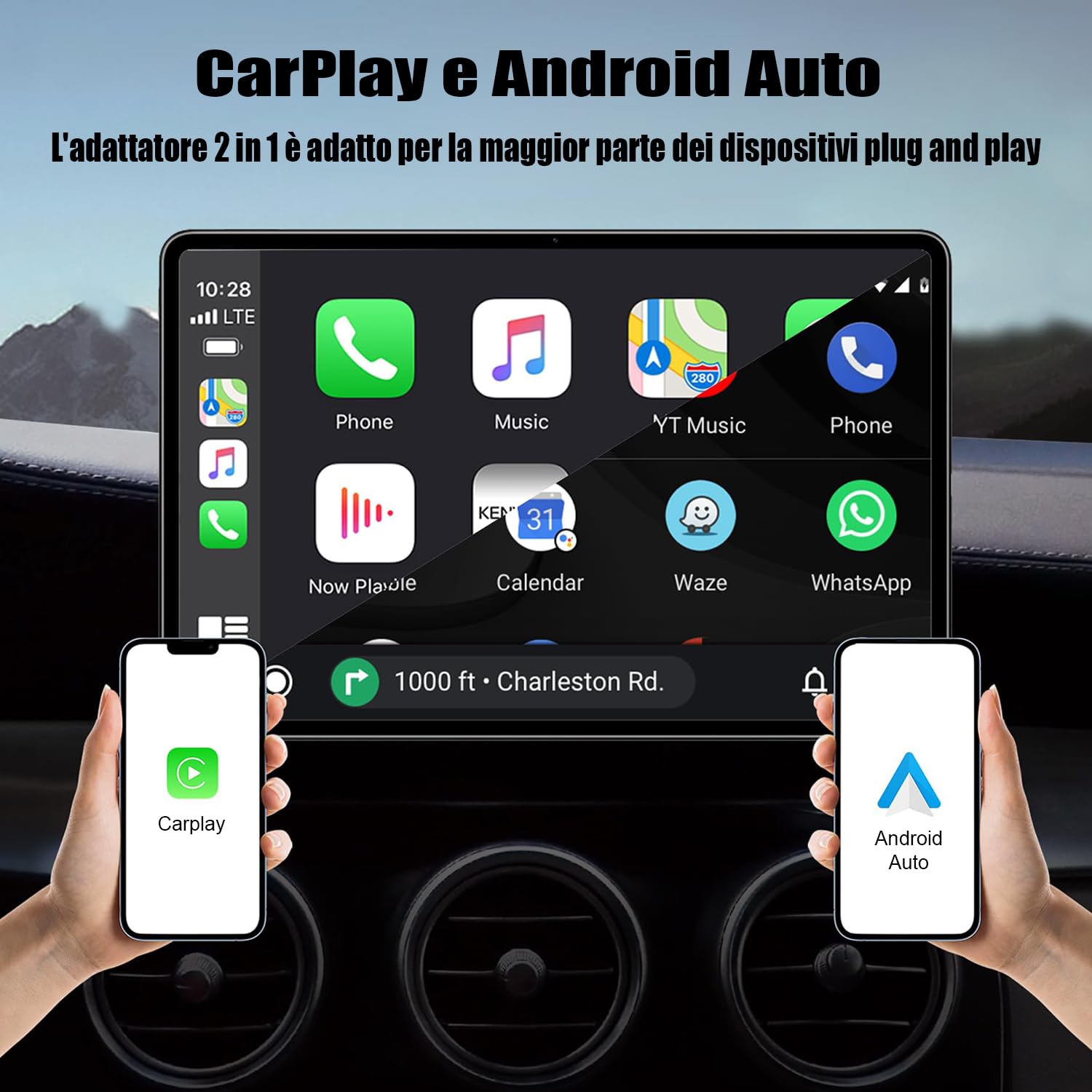 CarPlay Wireless ios & Android Auto Wireless Adattatore [2-in-1], Adattatore Converti Wired in Wireless Android Auto Wireless per Auto con Funzione Carplay o Android Auto, connessione automatica