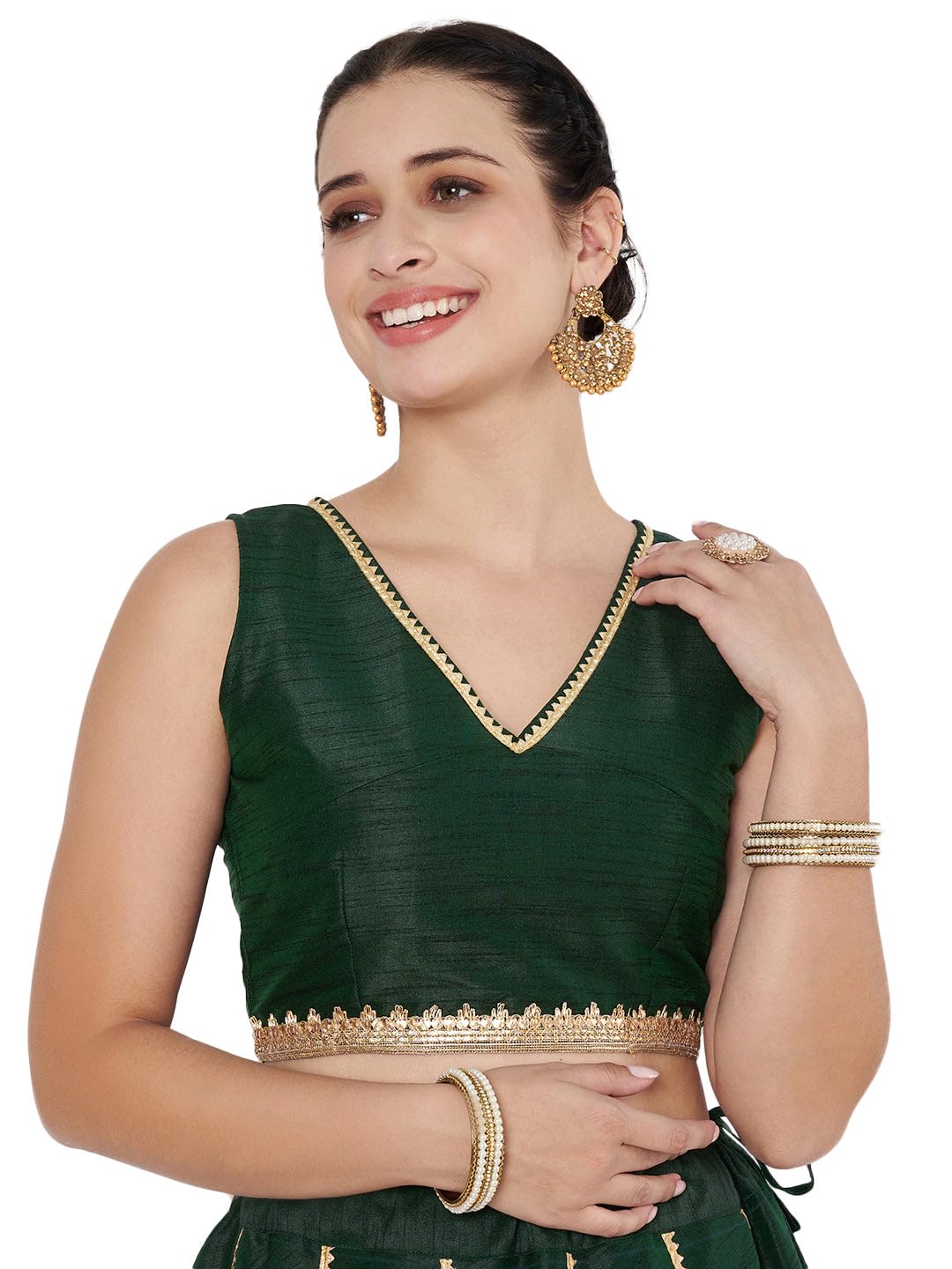 studio rasa Women's Silk Blend Embellished Crop Top for Festive Wedding Party-picture-23