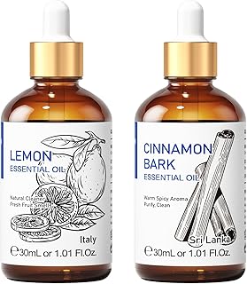 HIQILI Cinnamon Bark Essential Oil and Lemon Essential Oil, 100% Pure Natural for Diffuser - 1 Fl Oz