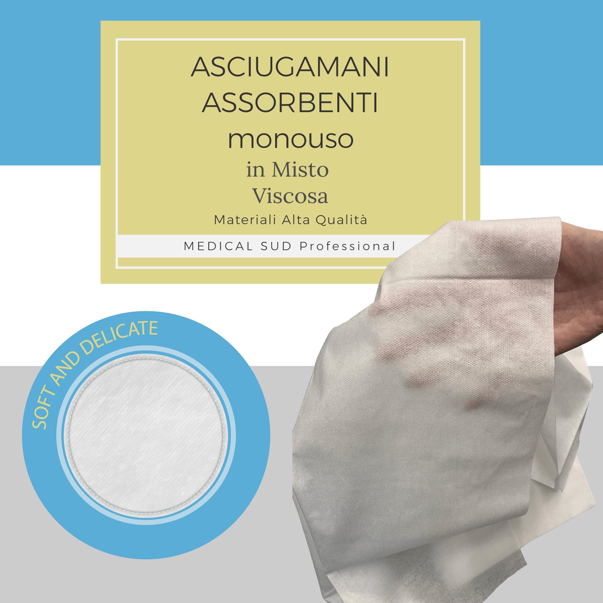 90 Asciugamani Monouso per Parrucchieri e Estetiste Assorbenti In Misto Viscosa Cm 40 x 80 gr 65 Medical Sud