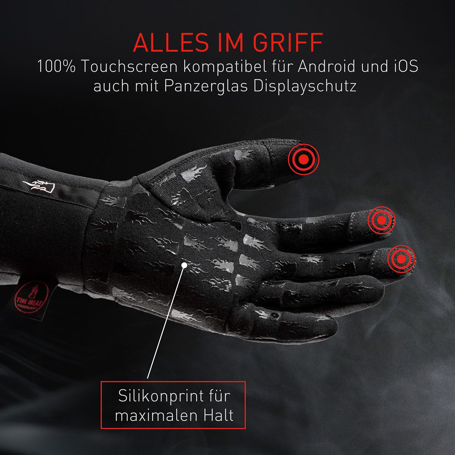 THE HEAT COMPANY - Merino Liner PRO - Unterziehhandschuhe - Premium Qualität Touchscreen Handschuhe Aus Merino Wolle - Sporthandschuhe Für Damen Und Herren, Schwarz