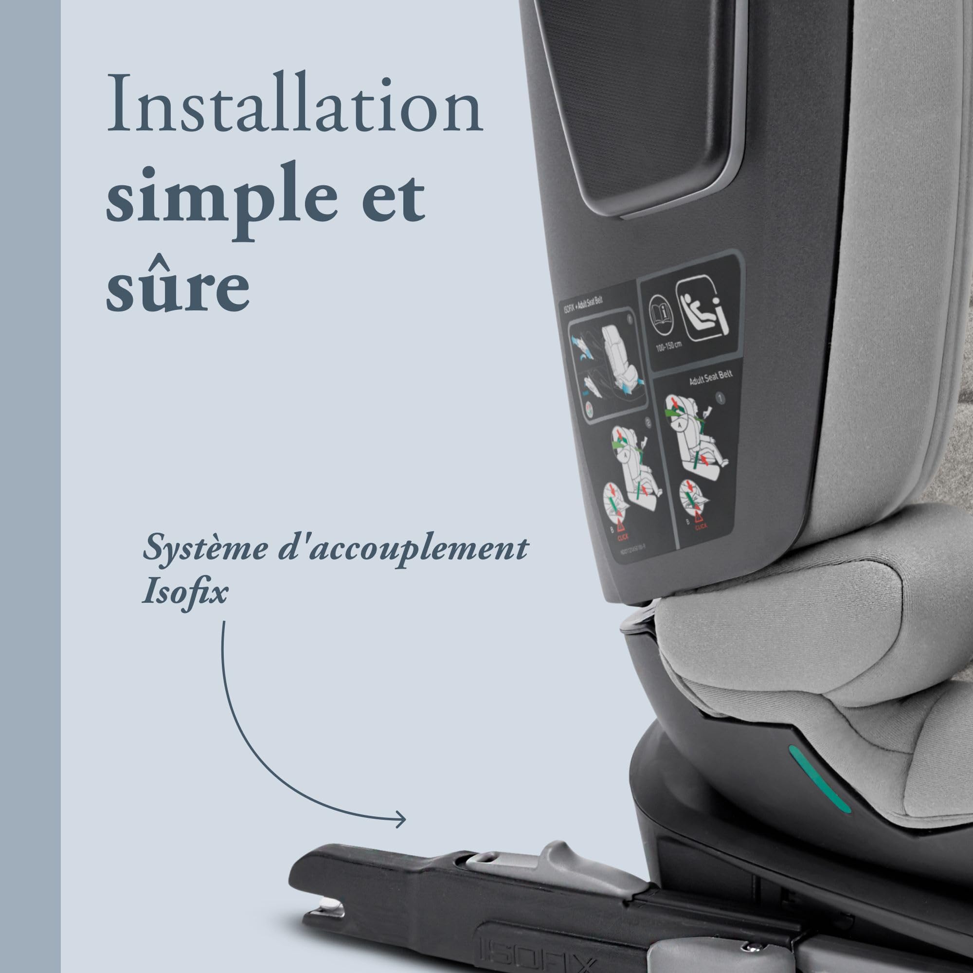 Siège auto Inglesina Cartesio i-Size, Isofix, pour enfants de 3 à 12 ans, de 100 à 150 cm, Moon Grey