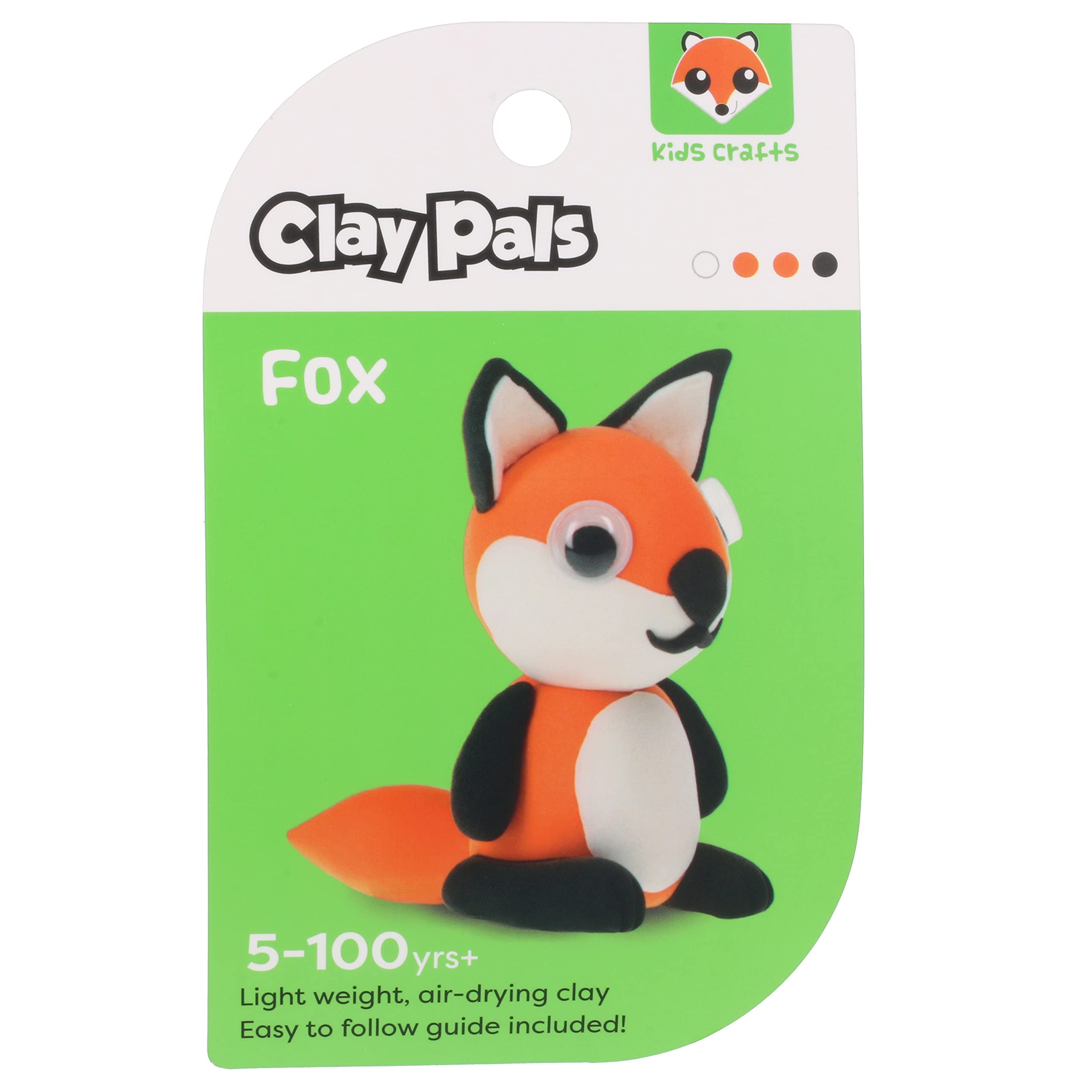 Clay Pals Fox - Easy Sculpt Fun Fast Air Drying Non Toxic Quick Dry Ultra Light Creative Clay Art and Craft Modelling Set for Kids