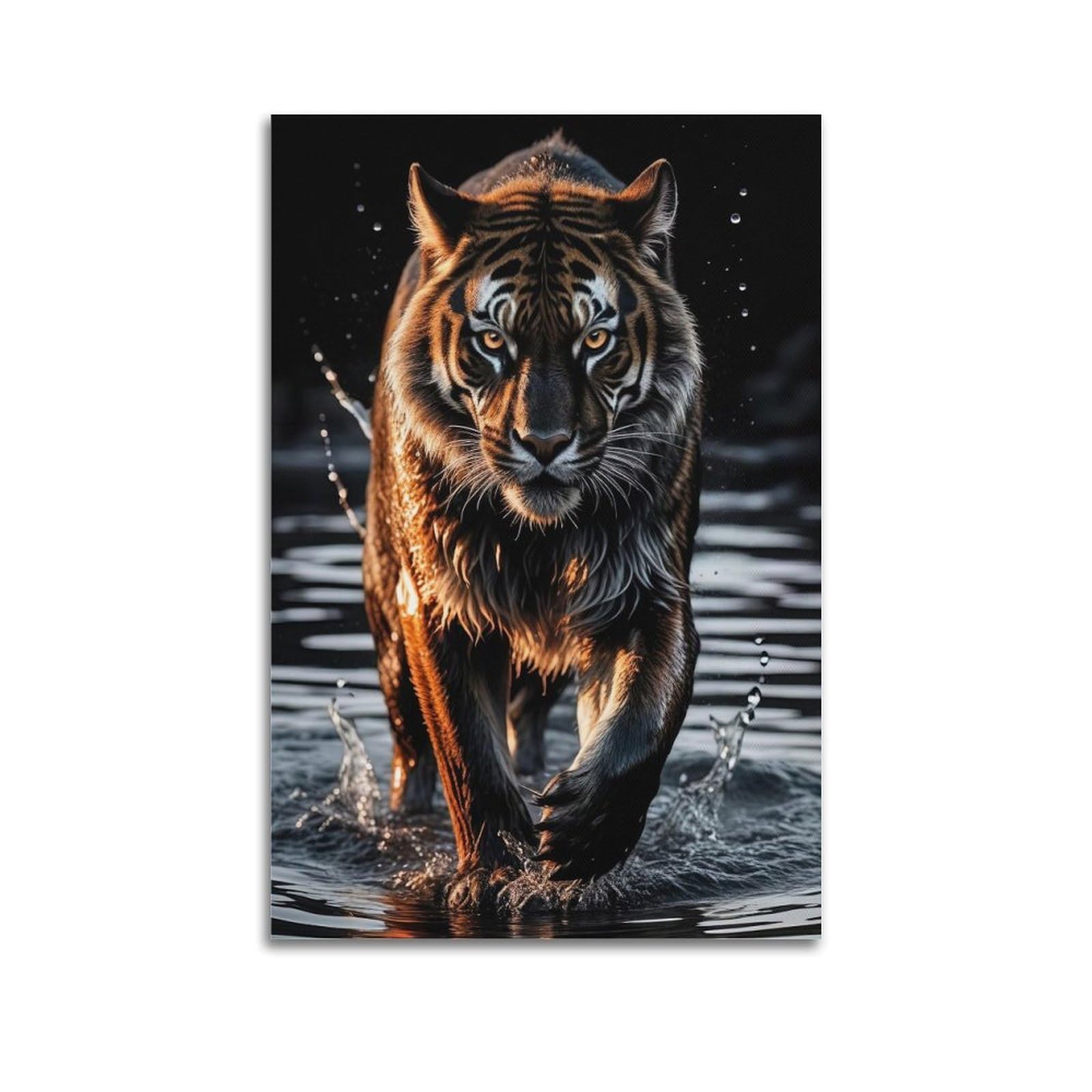 ZSZWHJ Animal Artwork Poster Tiger in The River Poster Decorative Painting Canvas Wall Posters And Art Picture Print Modern Family Bedroom Decor Posters 20x30inch(50x75cm)