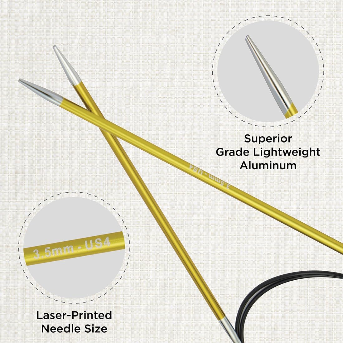 KnitPro Zing Fixed Circular Needles 60" (150cm) | US Size 4 (3.5mm)