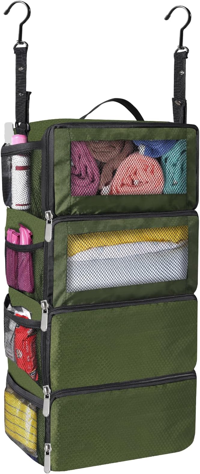Hanging Travel Luggage Organizer Travel Bag Packing Organizers Luggage Organizer for Suitcase Carry on Closet Hanging Packing Cubes for Travel (Army Green)