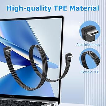90 Degree USB C to USB C Cable USB 2.0 Type C Male to Male Cable Supports Charging Data Up Down Angled USB C Charging Short Cable for USB C Devices Laptop Tablet Mobile Phone.(0.3M/1Ft)