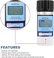 Vista 2 de Medidor de Humedad de Grano de Alta Precisión Probador de Humedad de Grano con Pantalla de Humedad y Temperatura Medidor de Humedad de Semillas