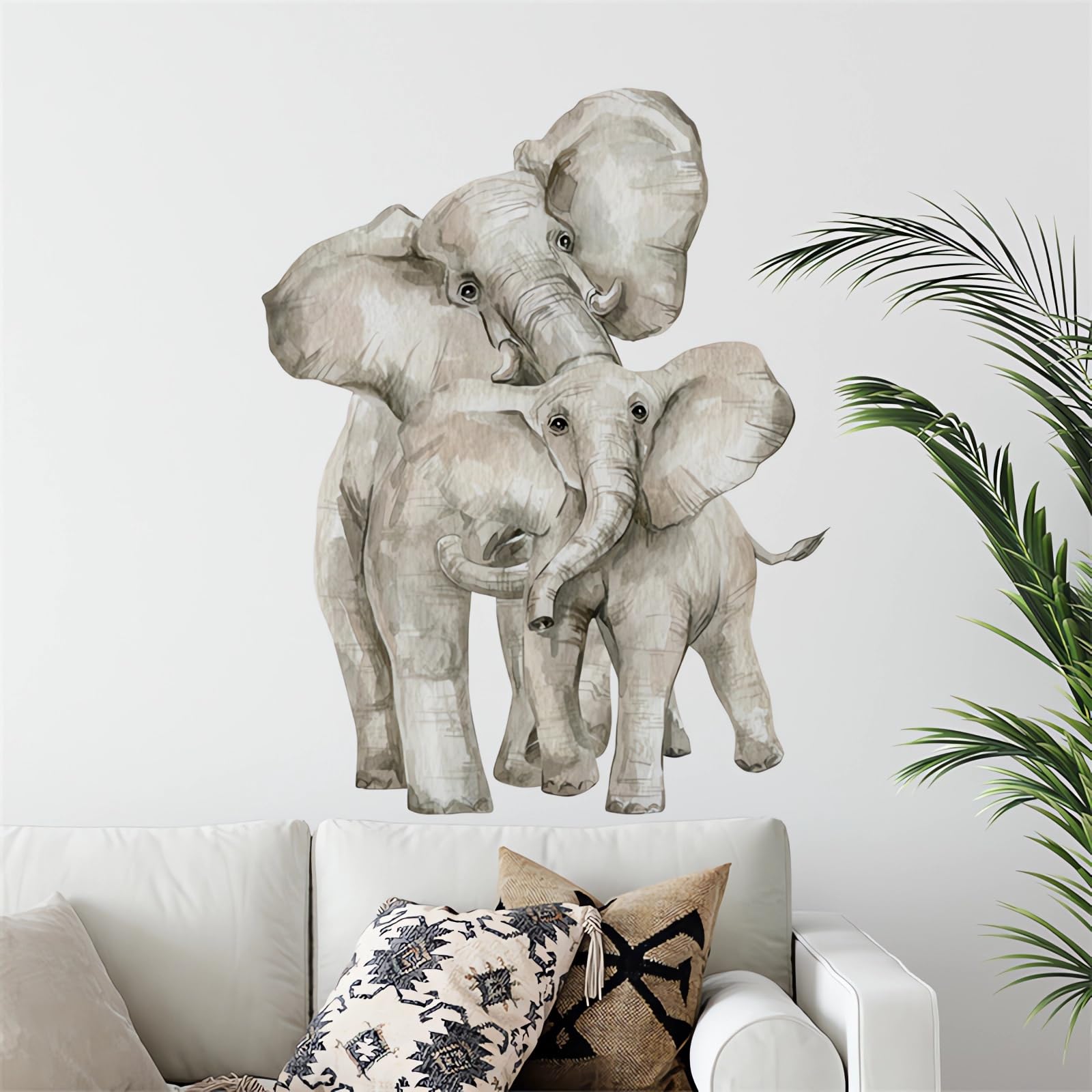 Amazon.com: Watercolor Elephant Wall Stickers, sacinora Jungle Animal ...