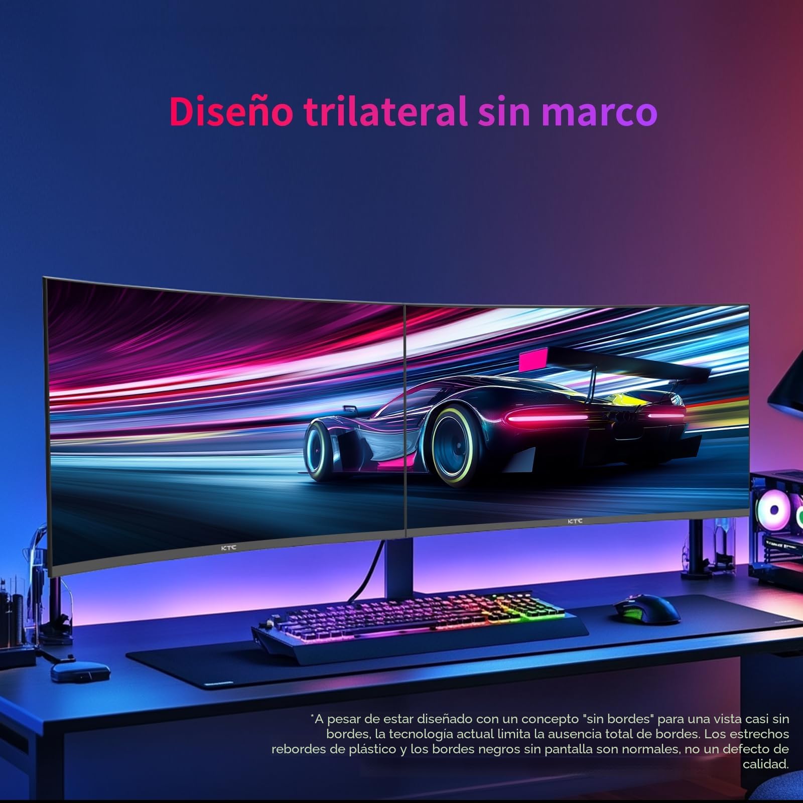 KTC Monitor 32 Pulgadas Curvo 1000R, Monitor Gaming 2K WQHD (2560x1440p) 240Hz, MPRT 1ms, Adaptive Sync, 122% sRGB, Contraste 4000:1, DP 1.4 (240Hz), HDMI 2.0 (144Hz), inclinación y Soporte VESA